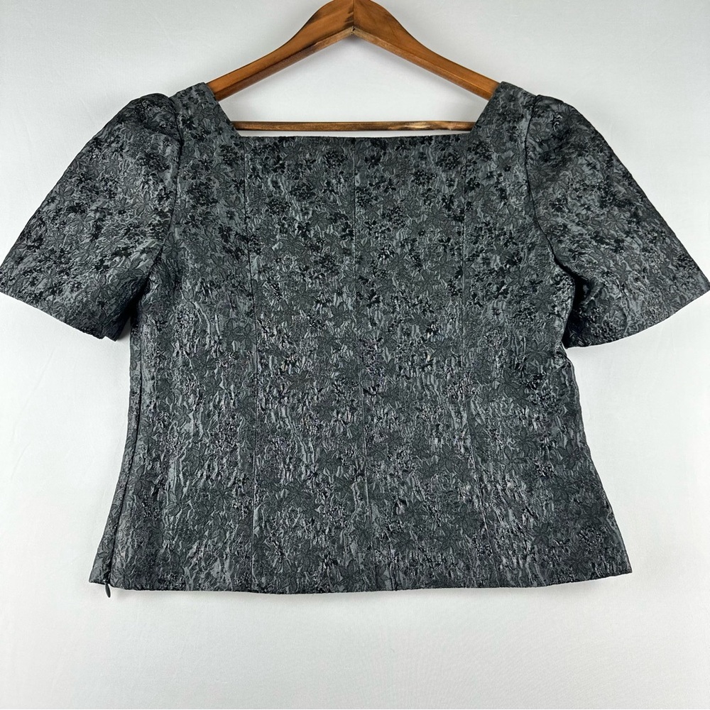 CLUB MONACO Women Brocade Puff Sleeve Square Neckline Blouse Top - Picture 4 of 14